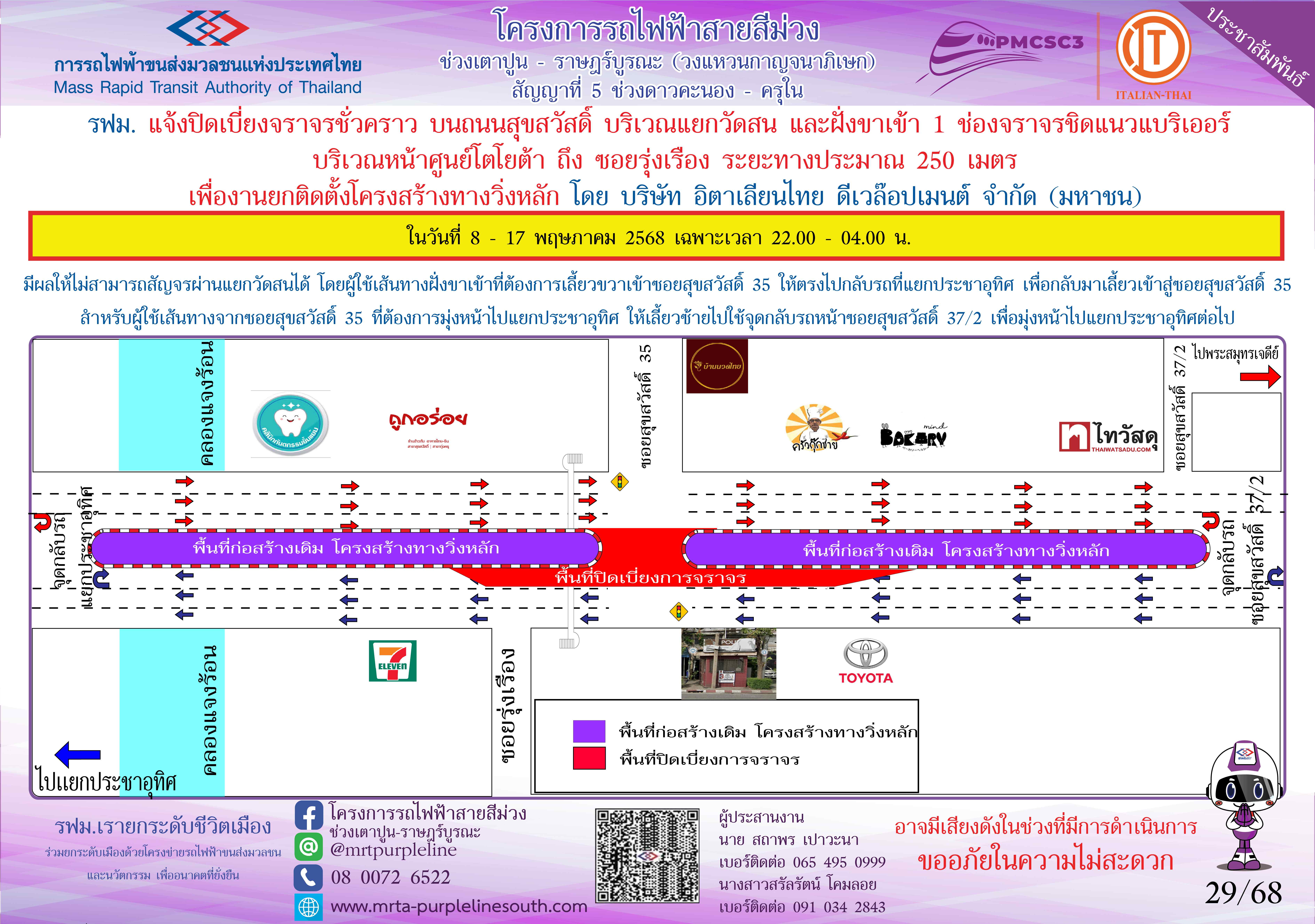 งานยกติดตั้งโครงสร้างทางวิ่งหลัก ซอยรุ่งเรือง