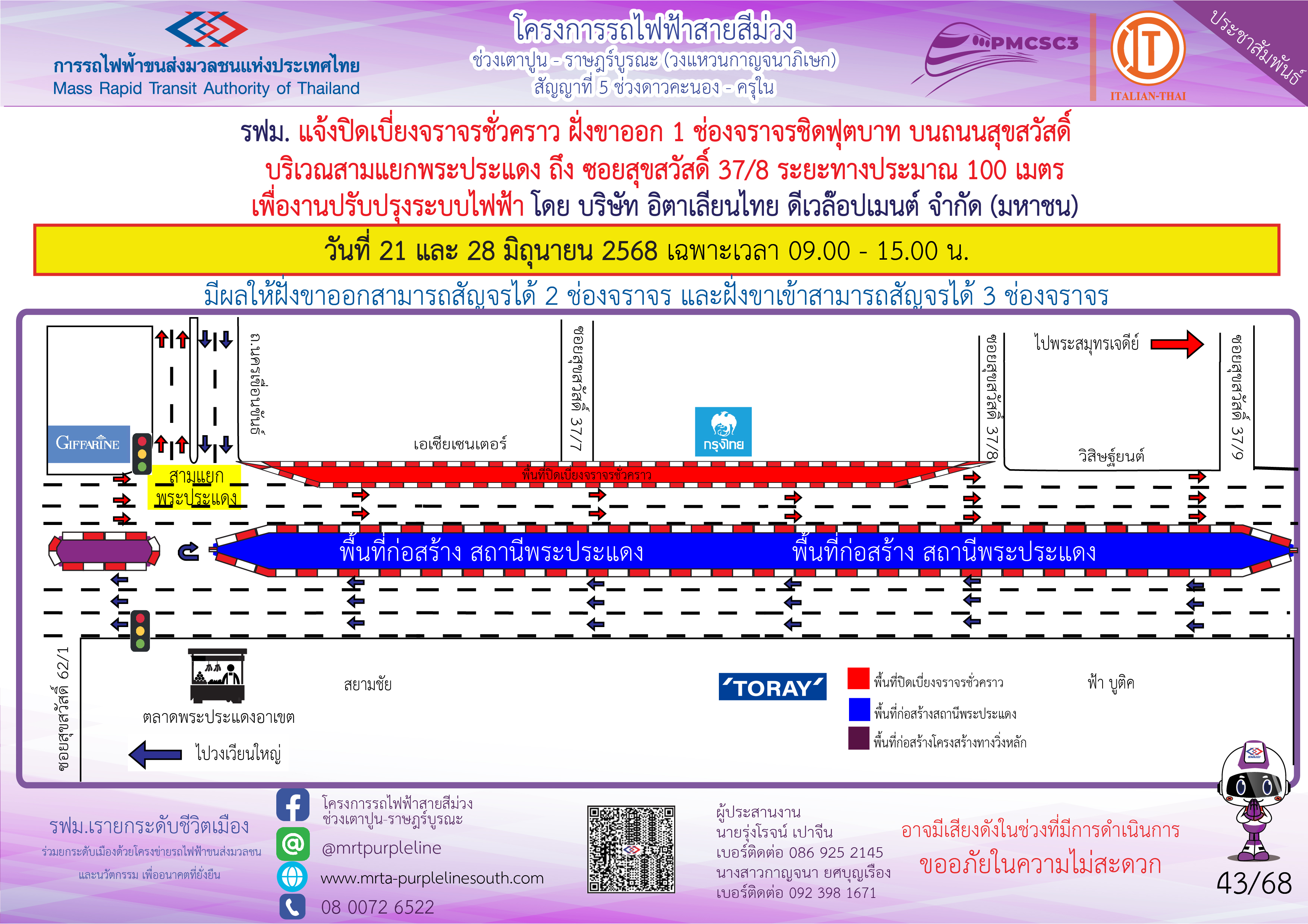 งานปรับปรุงระบบไฟฟ้า บริเวณสามแยกพระประแดง
