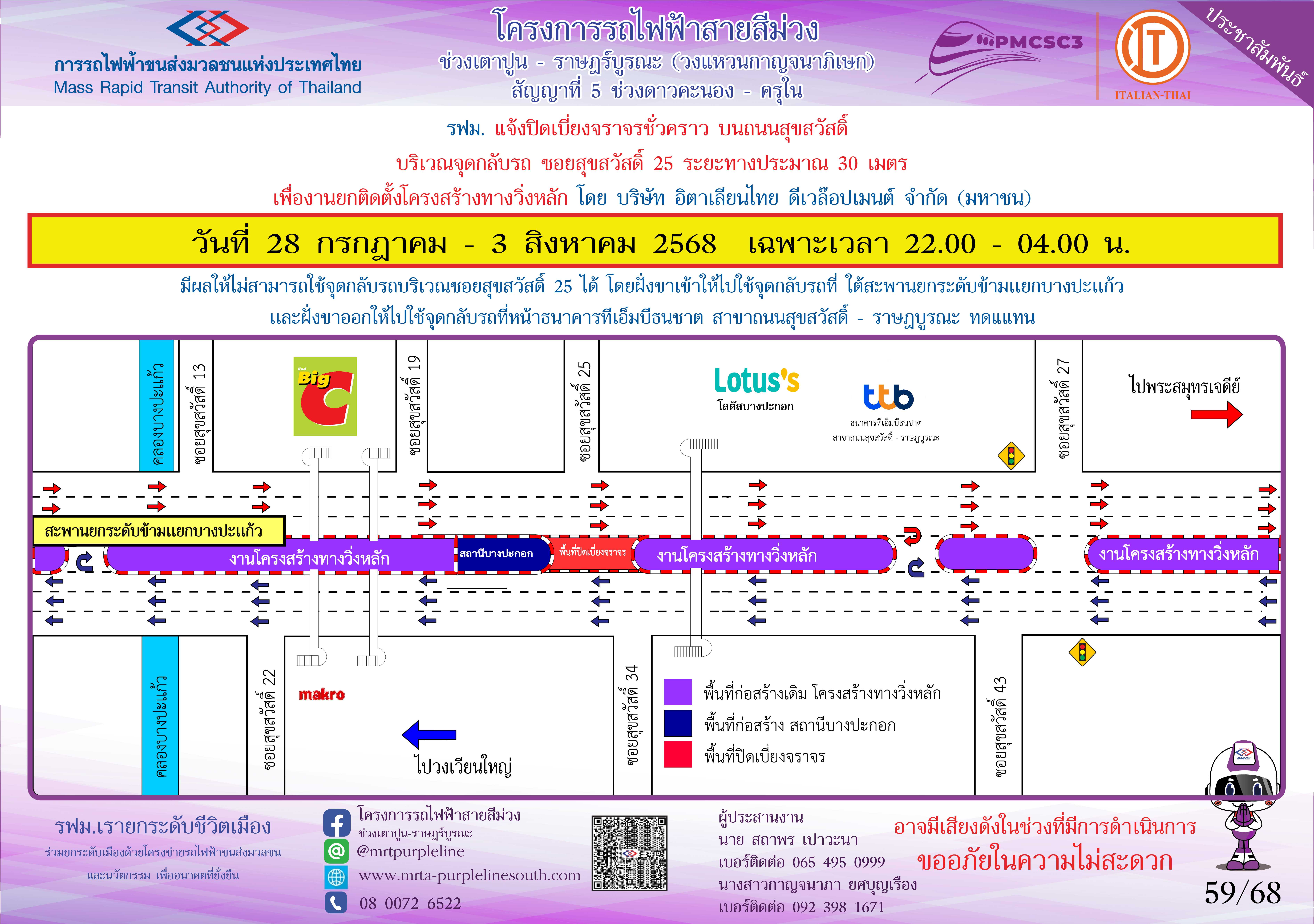 ปิดจุดกลับรถ ซอยสุขสวัสดิ์ 25
