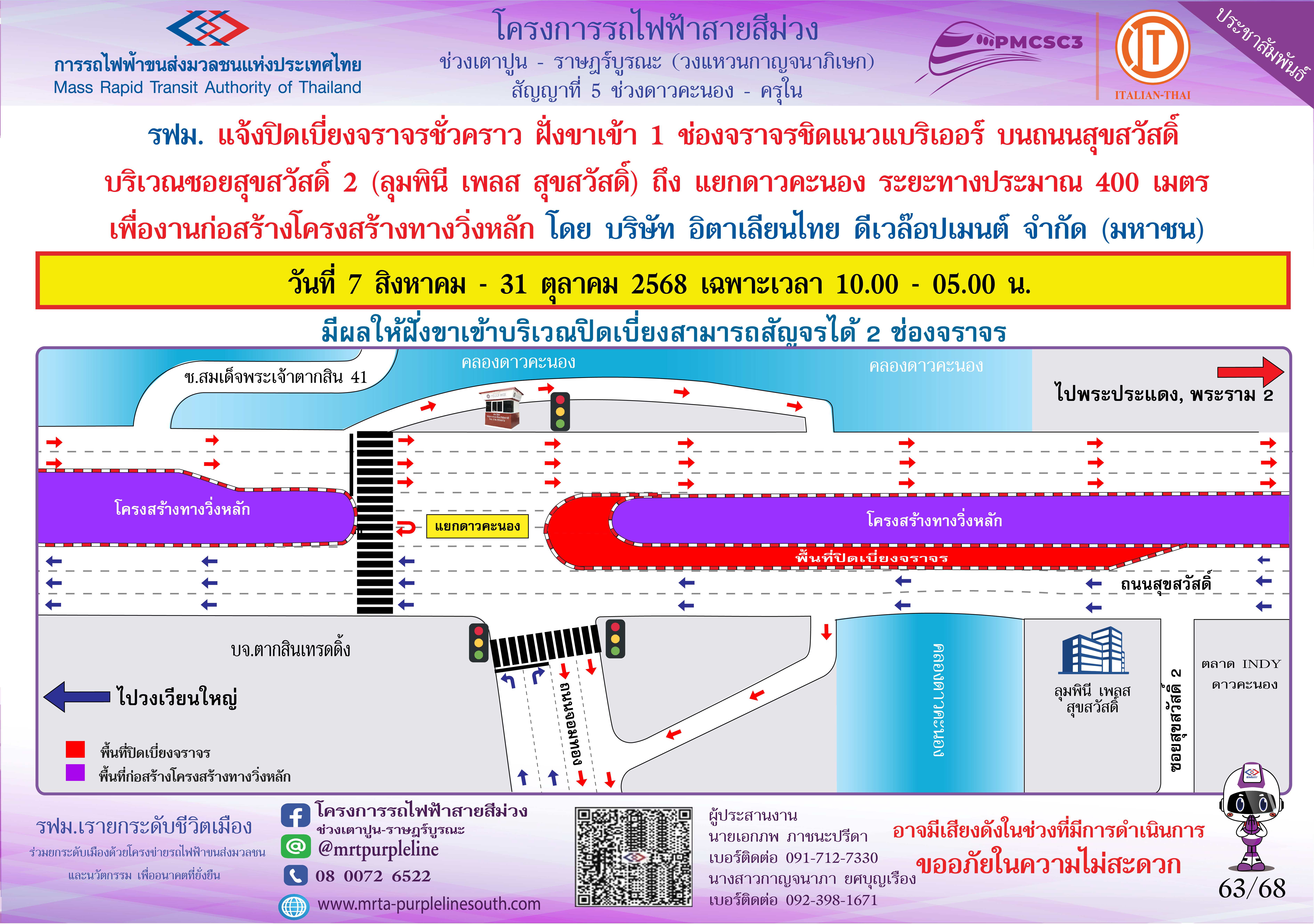 งานก่อสร้างโครงสร้างทางวิ่งหลัก แยกดาวคะนอง