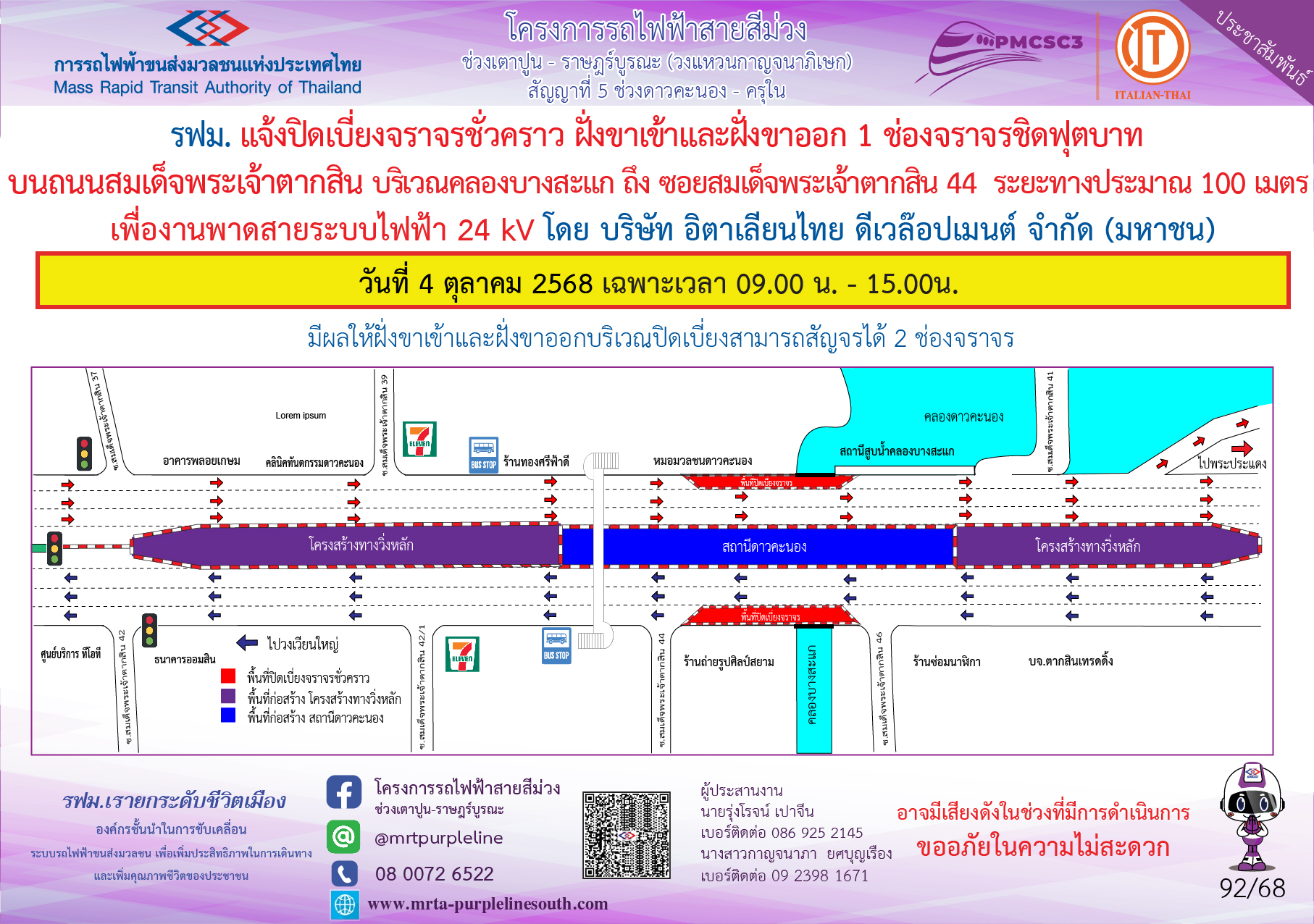 งานพาดสายระบบไฟฟ้า 24 kV คลองบางสะแก