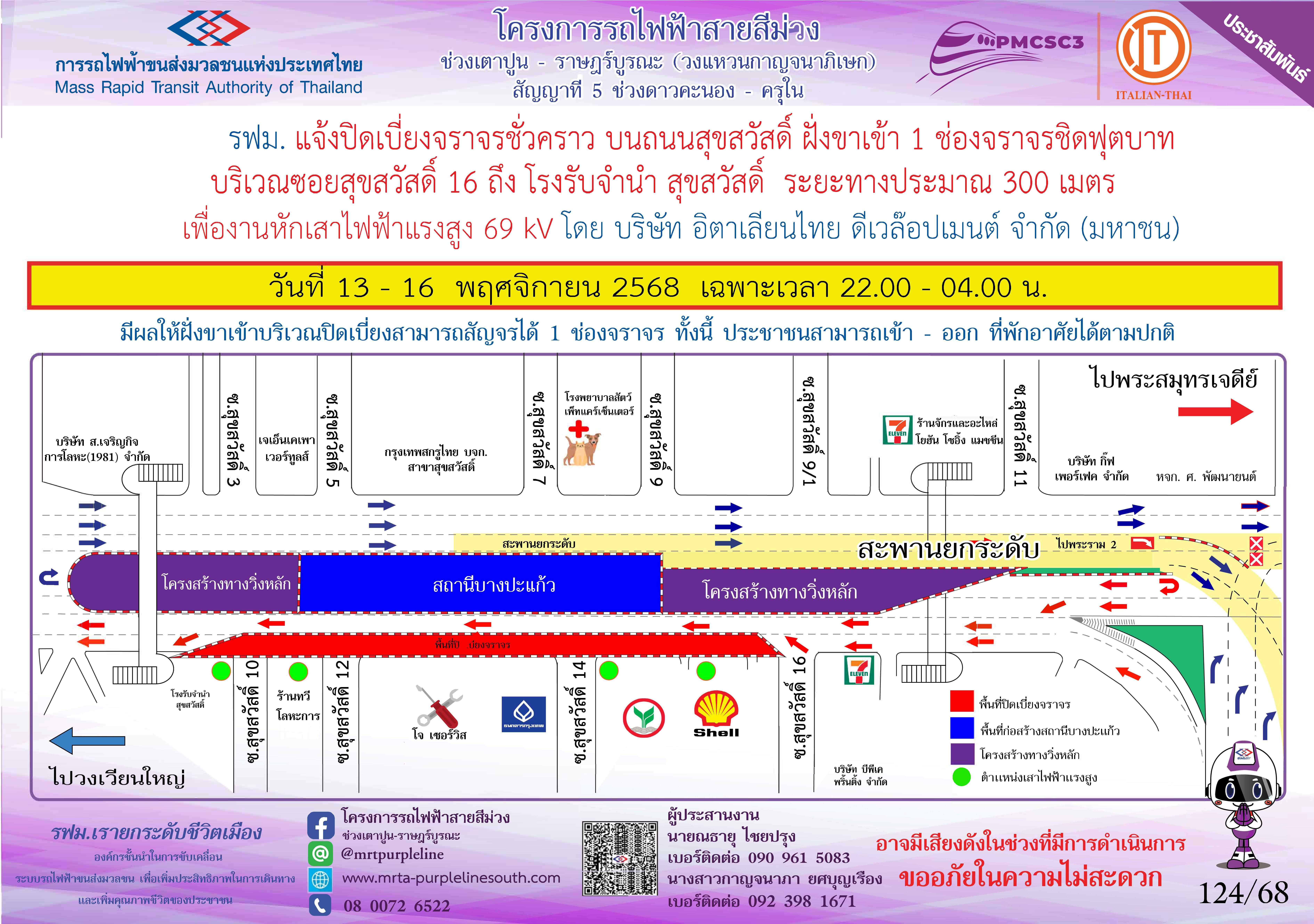 งานหักเสาไฟฟ้าแรงสูง 69 kV ซอยสุขสวัสดิ์ 16