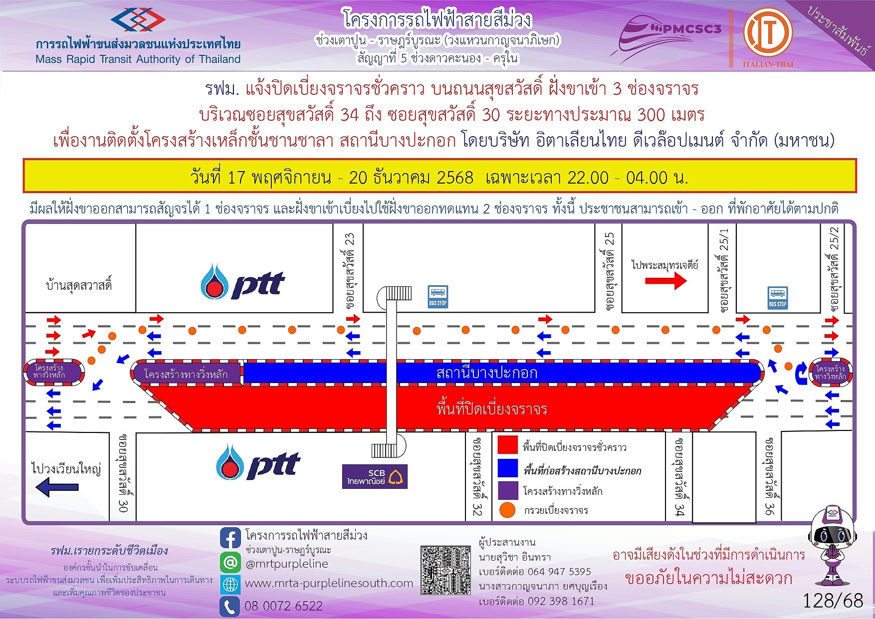 งานติดตั้งโครงสร้างเหล็กชั้นชานชาลา สถานีบางปะกอก