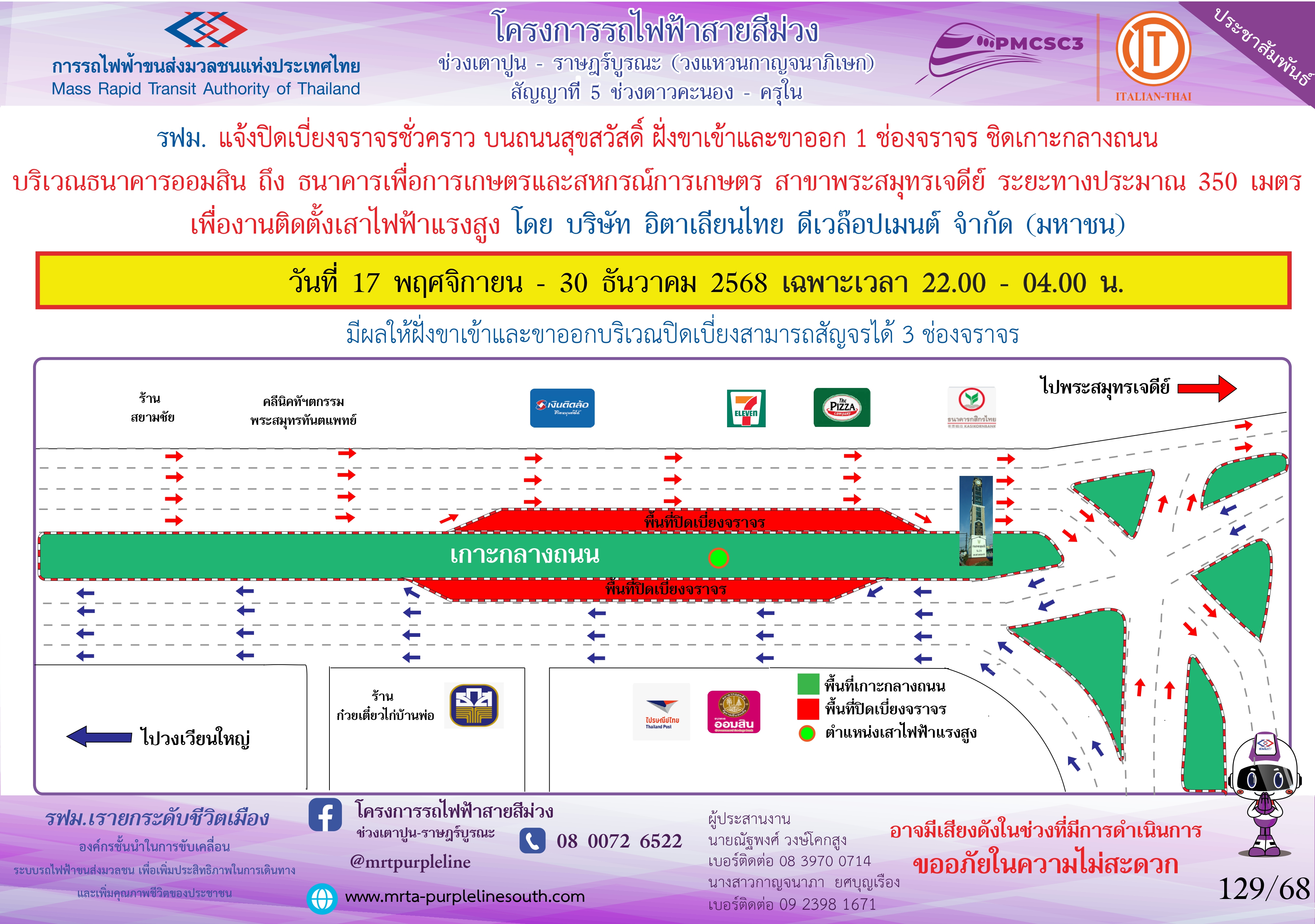 งานติดตั้งเสาไฟฟ้าแรงสูง ธนาคารออมสิน สาขาพระสมุทรเจดีย์