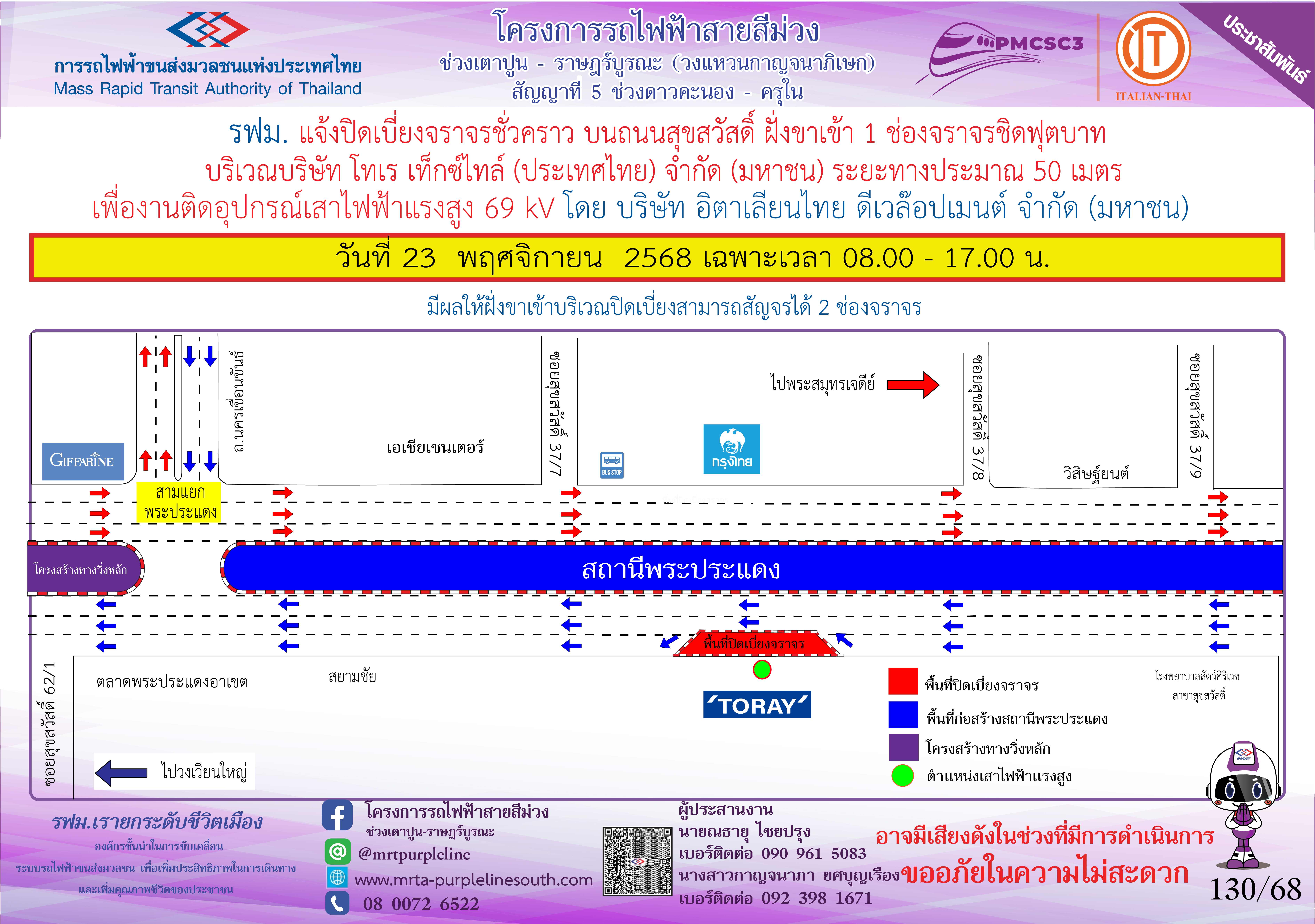 งานติดอุปกรณ์เสาไฟฟ้าแรงสูง 69 kV บริษัท โทเร เท็กซ์ไทล์ (ประเทศไทย) จำกัด (มหาชน)
