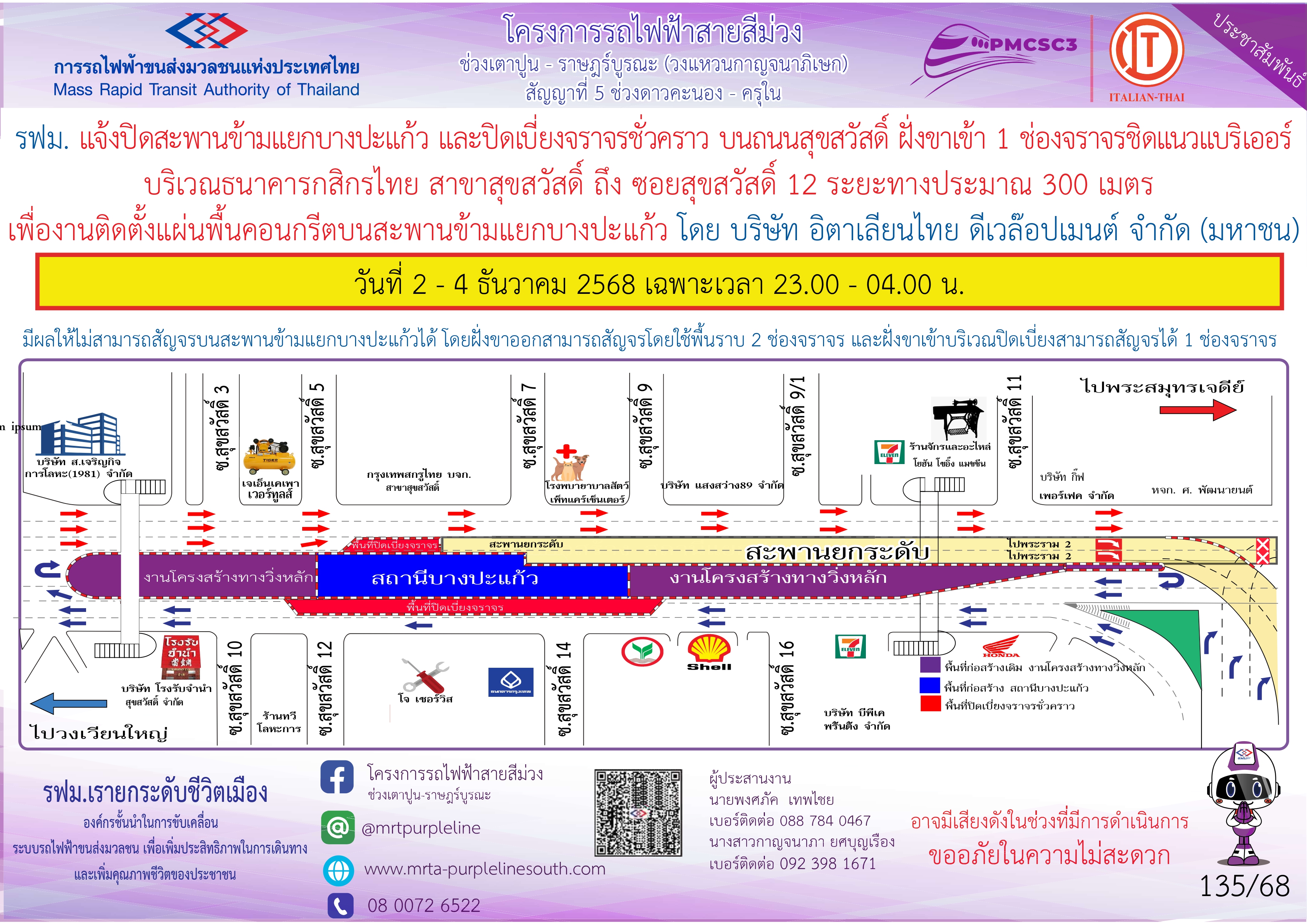 งานติดตั้งแผ่นพื้นคอนกรีตบนสะพานข้ามแยกบางปะแก้ว