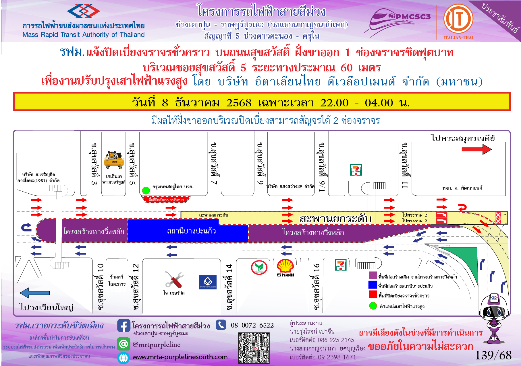 งานปรับปรุงเสาไฟฟ้าแรงสูง ซอยสุขสวัสดิ์ 5