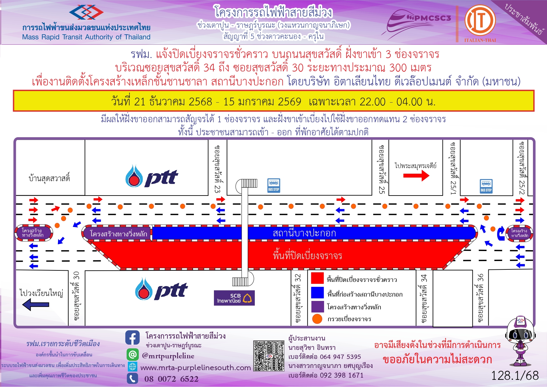 งานติดตั้งโครงสร้างเหล็กชั้นชานชาลา สถานีบางปะกอก