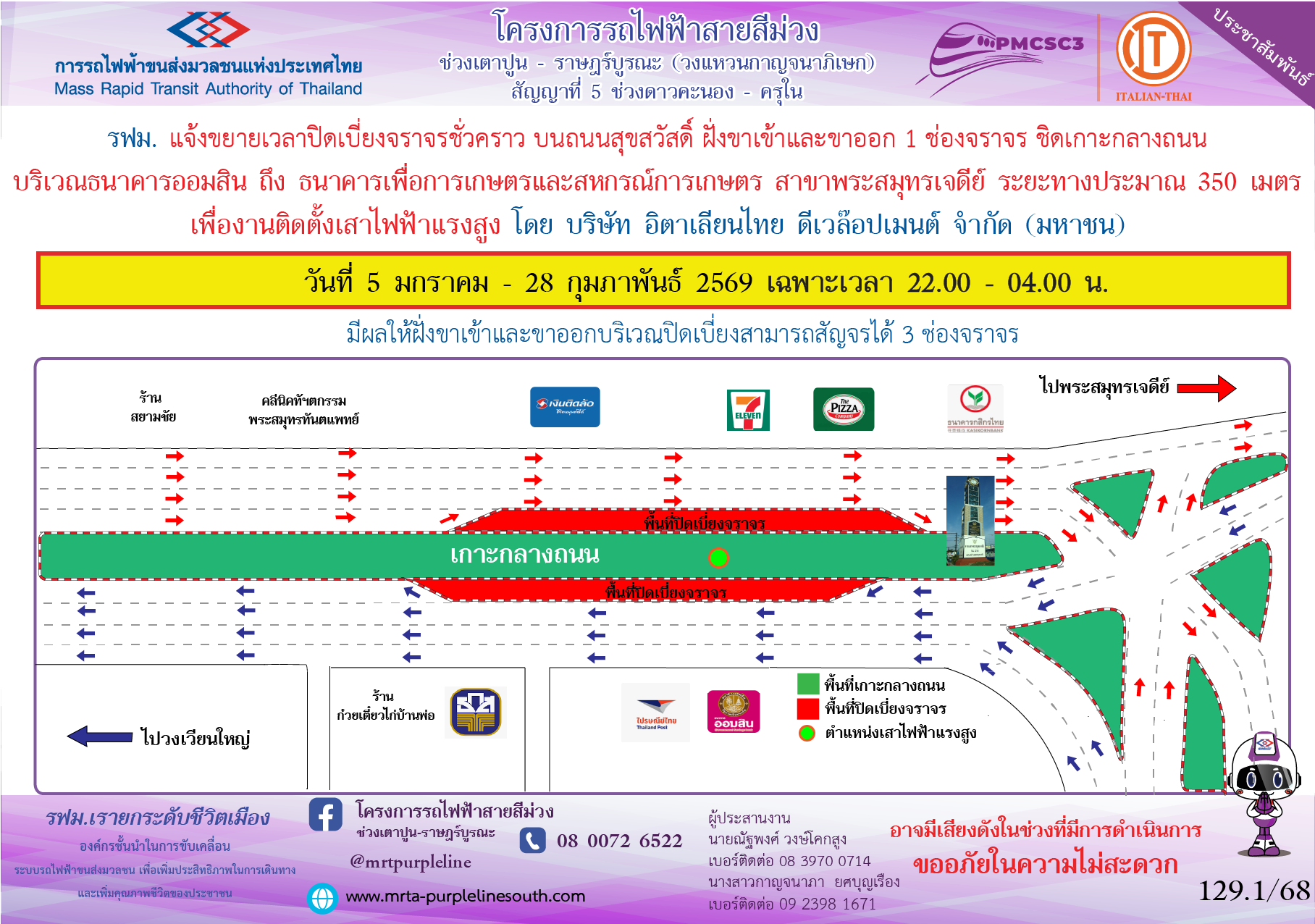 งานติดตั้งเสาไฟฟ้าแรงสูง พระสมุทรเจดีย์