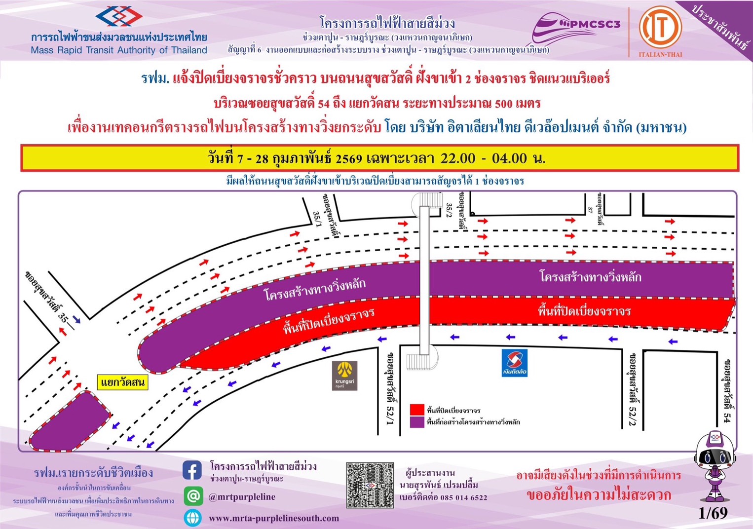 งานเทคอนกรีตรางรถไฟบนโครงสร้างทางวิ่งยกระดับ  แยกวัดสน